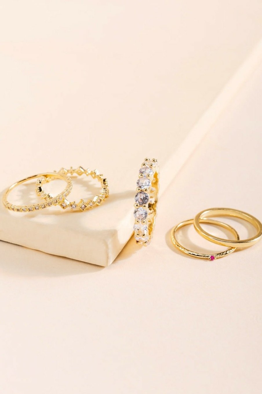 Francesca's Danica Delicate Ring Band Set Crystal Rings