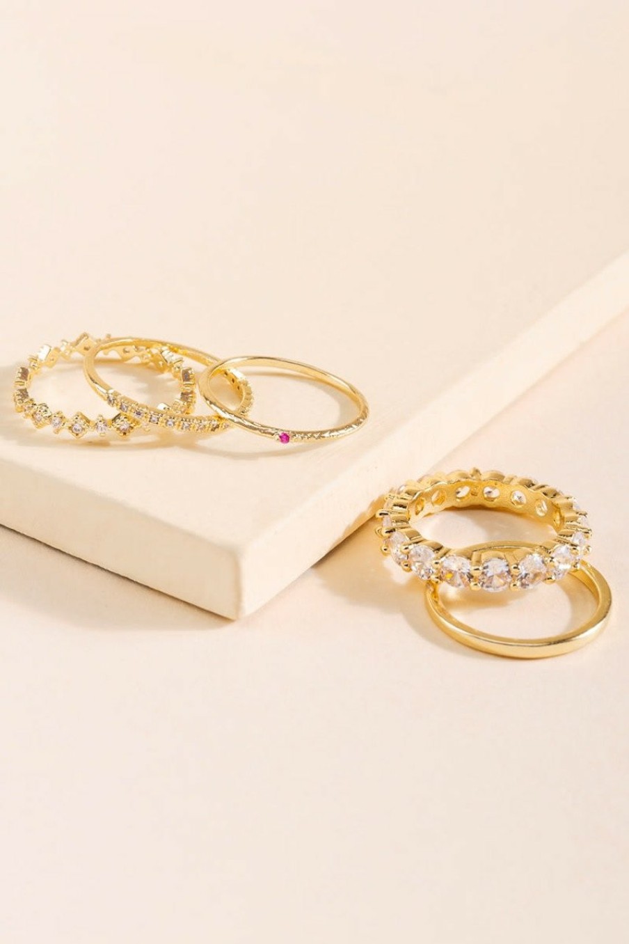 Francesca's Danica Delicate Ring Band Set Crystal Rings