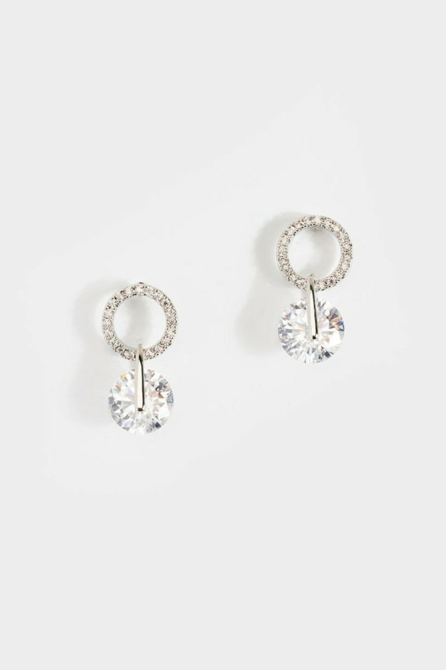 Francesca's Elisa Pave Circle Drop Earrings Silver Earrings