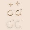 Francesca's Hailey Starburst Stud Set Pearl Earrings