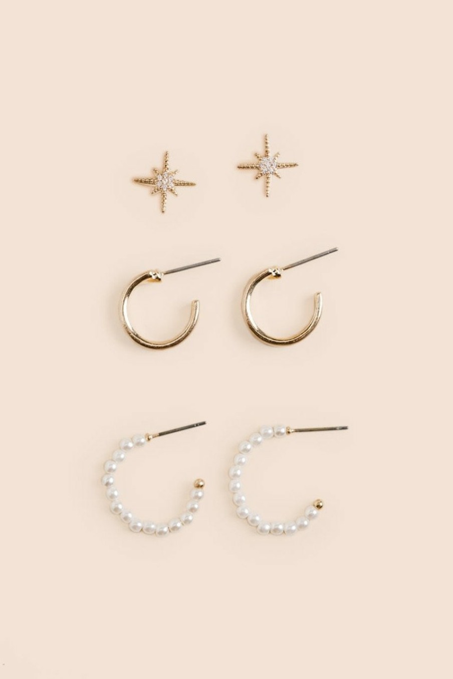 Francesca's Hailey Starburst Stud Set Pearl Earrings