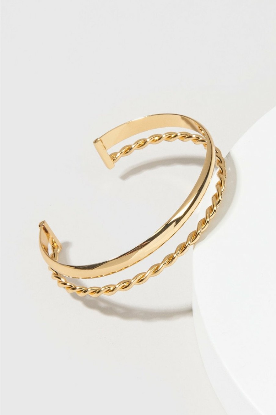 Francesca's Ayla Two- Row Metal Cuff Gold Bracelets