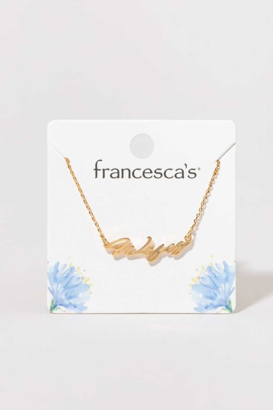 Francesca's Ember Wifey Pendant Necklace Gold Necklaces