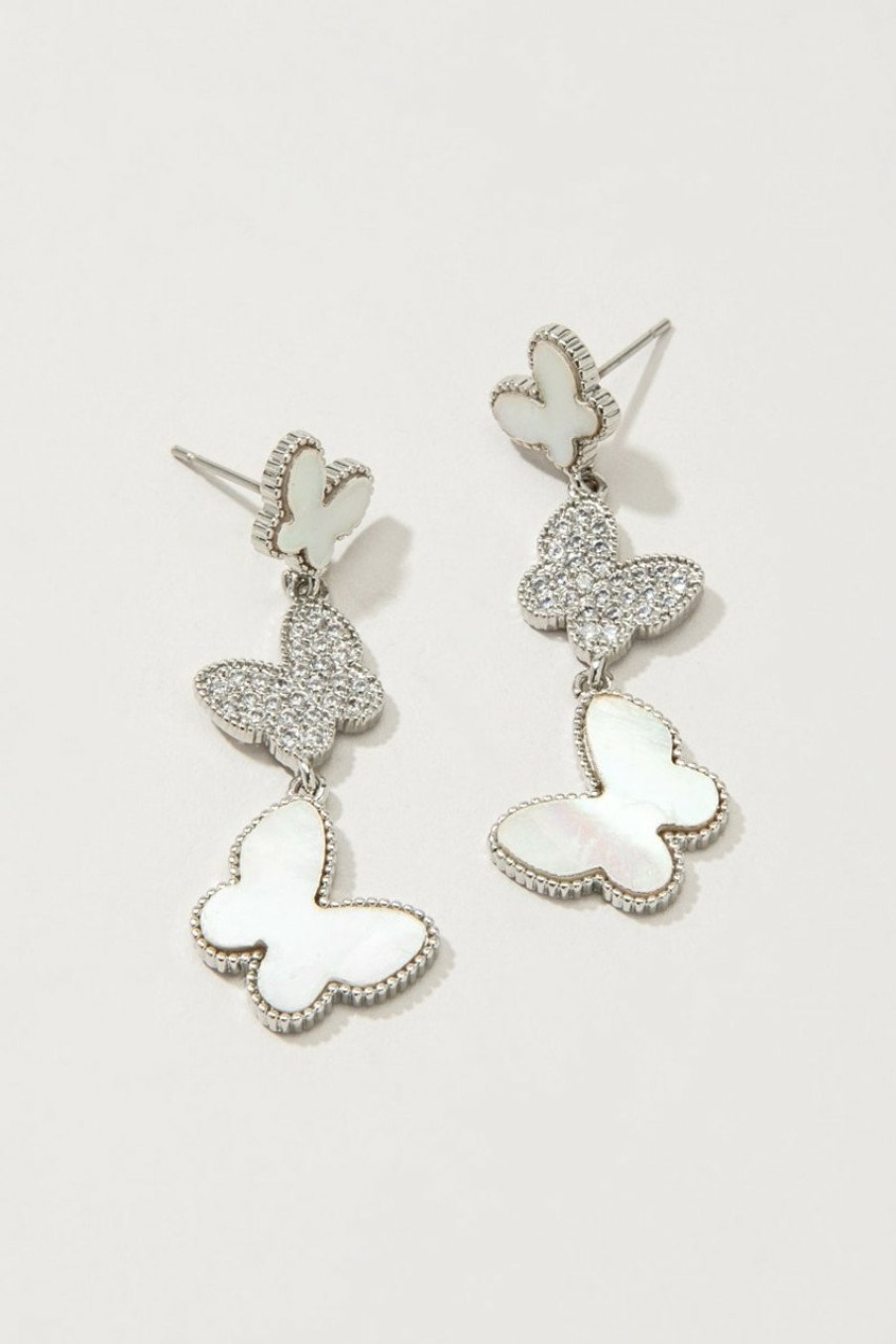 Francesca's Luanna Linear Butterfly Earrings Ivory Earrings