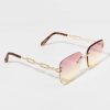 Francesca's Chain Link Square Aviator Sunglasses Brown Sunglasses