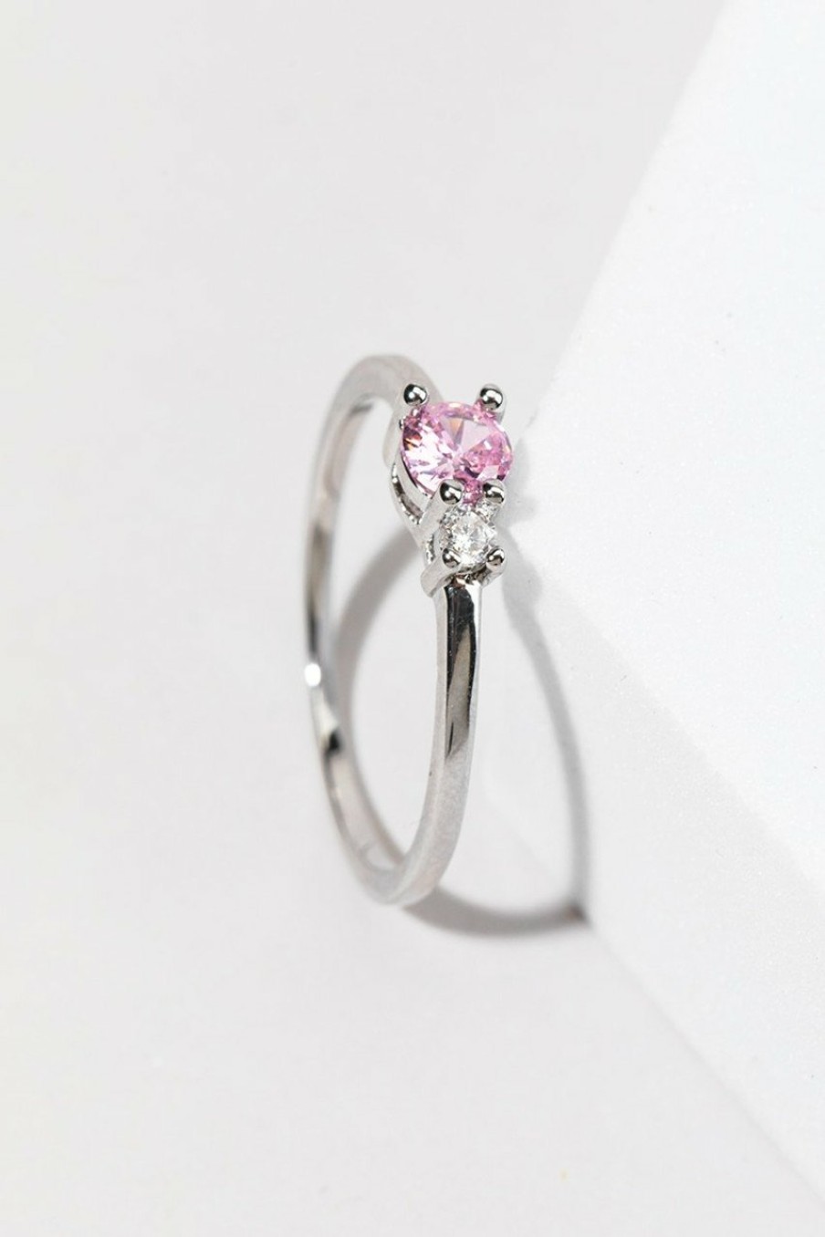 Francesca's Ebbie Focal Crystal Ring Pink Rings