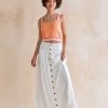 Francesca's Vanessa Button Down Swift Maxi Skirt White Skirts