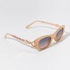 Francesca's Fiona Narrow Round Chain Sunglasses Nude Sunglasses