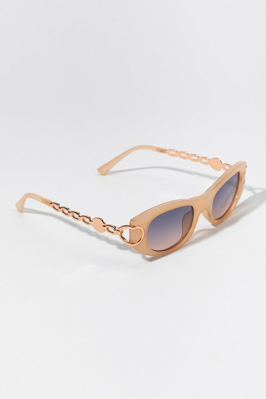 Francesca's Fiona Narrow Round Chain Sunglasses Nude Sunglasses