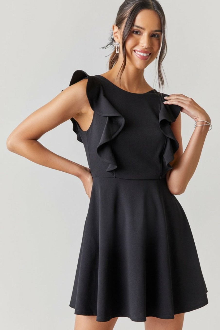 Francesca's Melany Flutter Sleeve Mini Dress Dresses