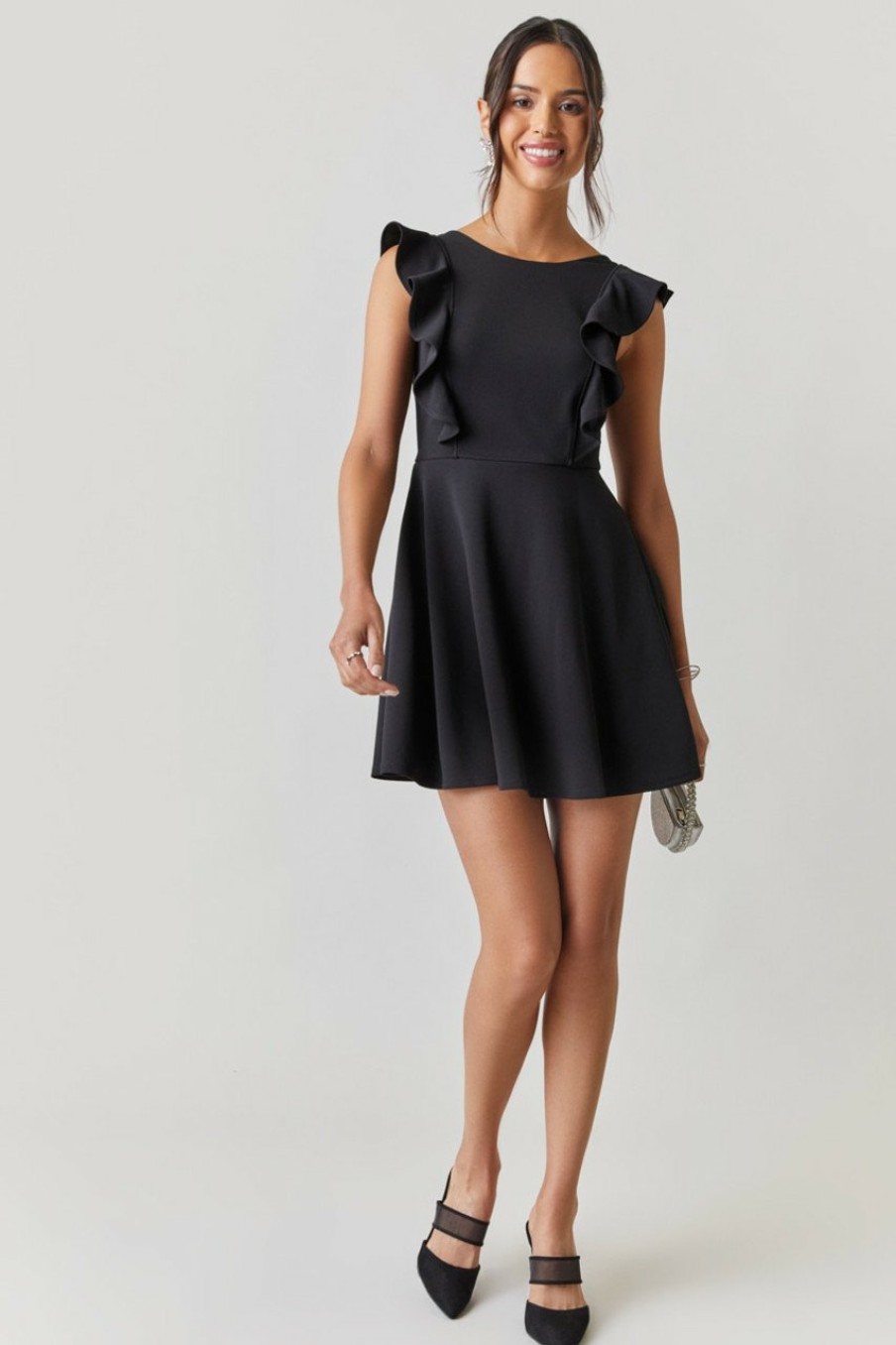 Francesca's Melany Flutter Sleeve Mini Dress Dresses