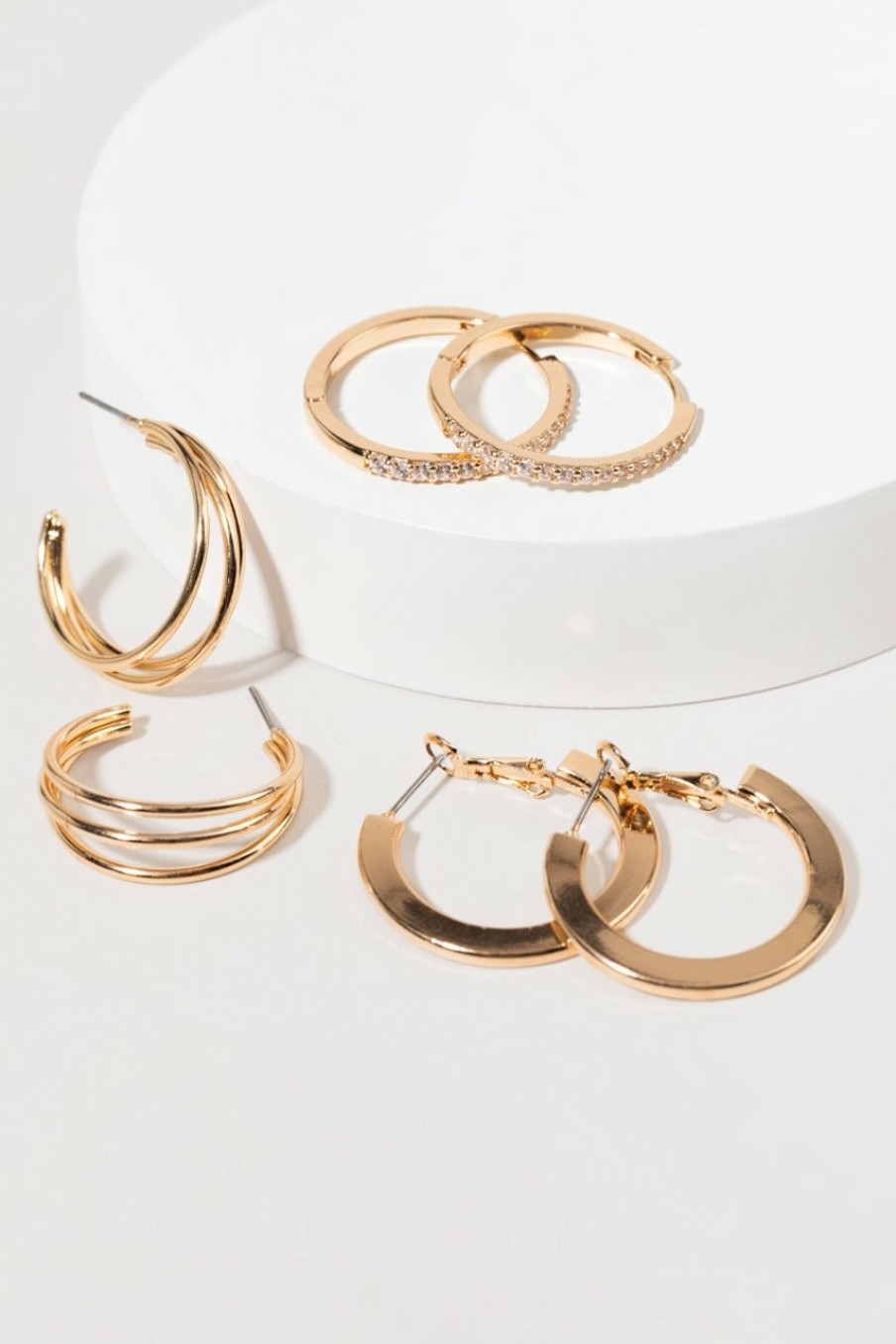 Francesca's Janie Hoop Earring Set Gold Earrings