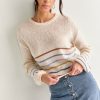 Francesca's Renly Striped Sweater Cream Tops