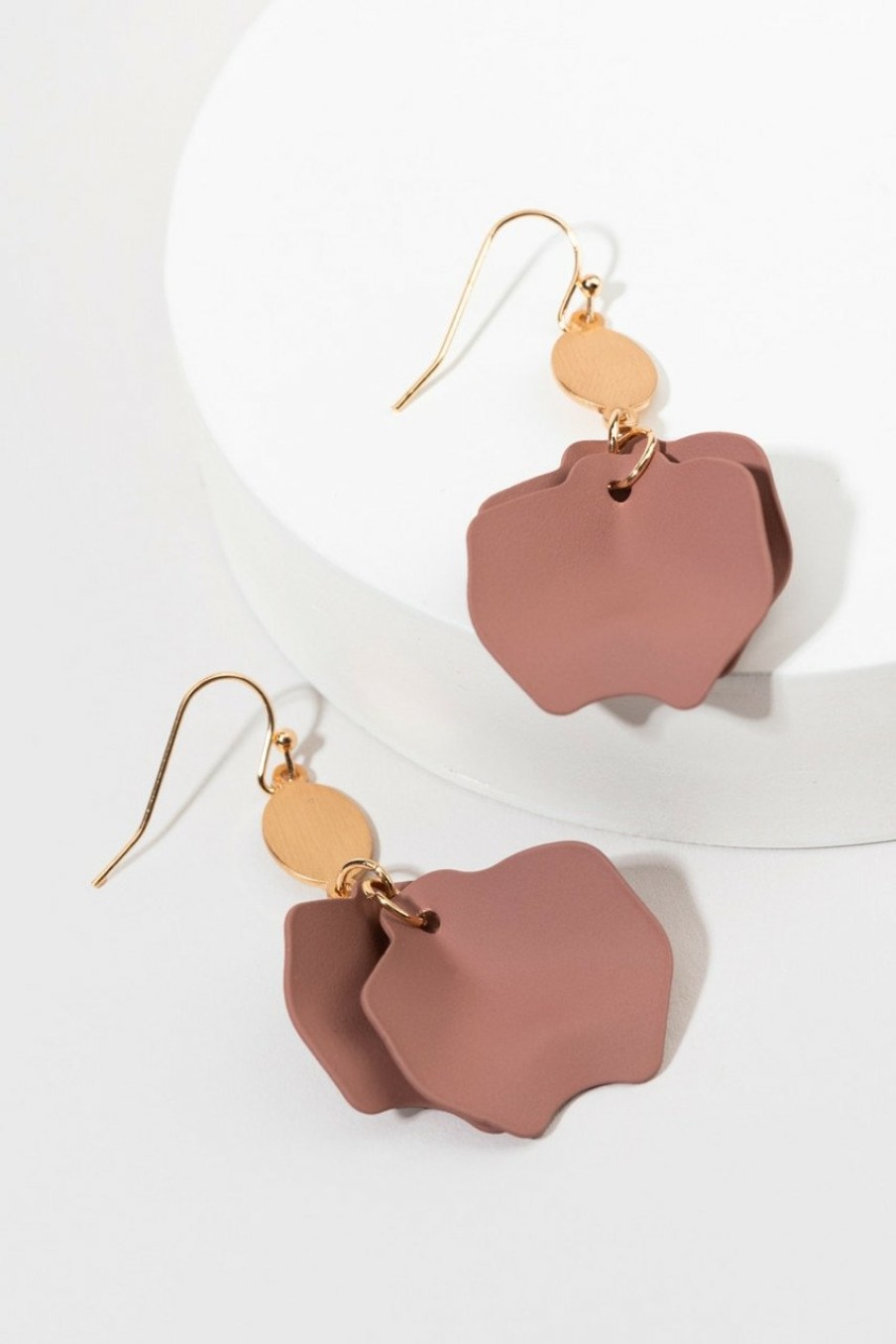 Francesca's Elaine Epoxy Petals Earrings Mauve Earrings