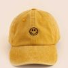 Francesca's Smiley Face Icon Baseball Hat Mustard Hats