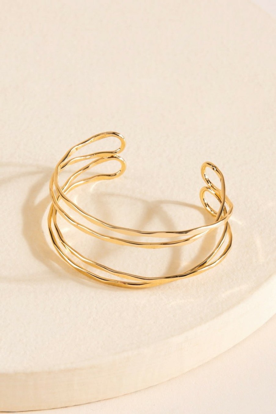 Francesca's Cassidy Twisted Hammered Cuff Bracelet Gold Bracelets