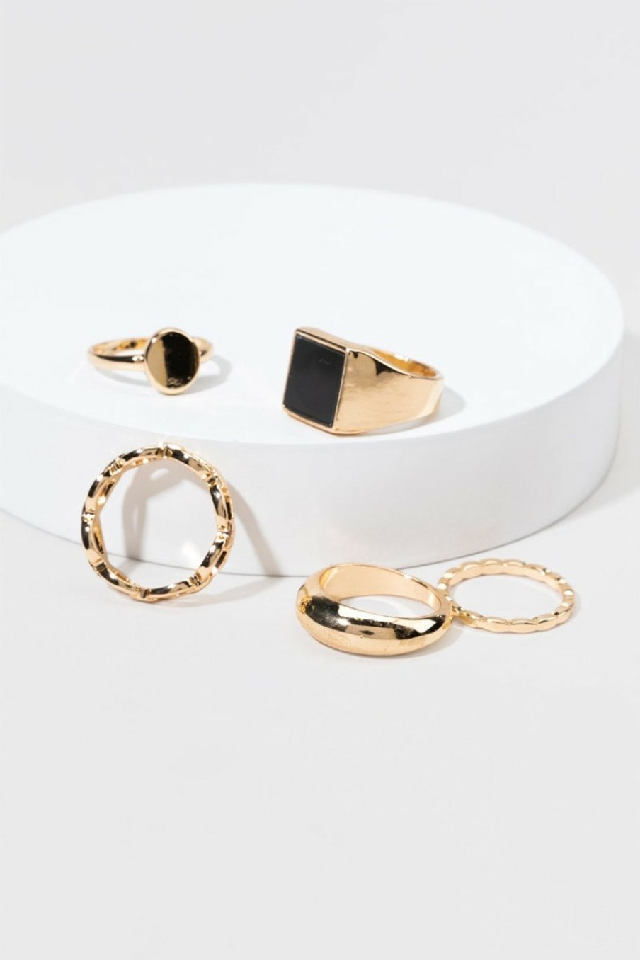 Francesca's Deidre Gold Ring Set Black Rings