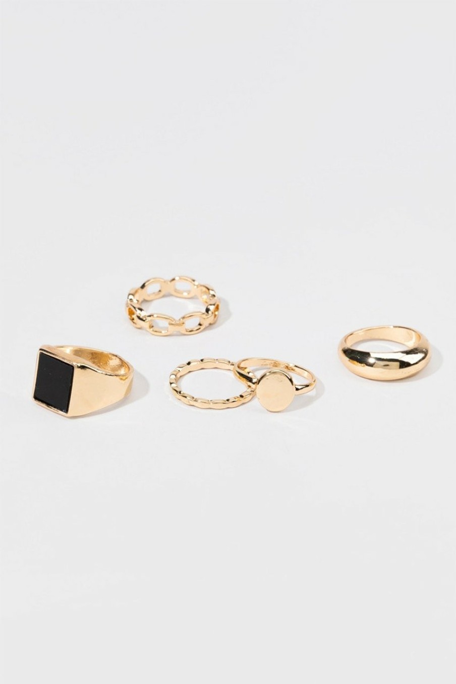 Francesca's Deidre Gold Ring Set Black Rings