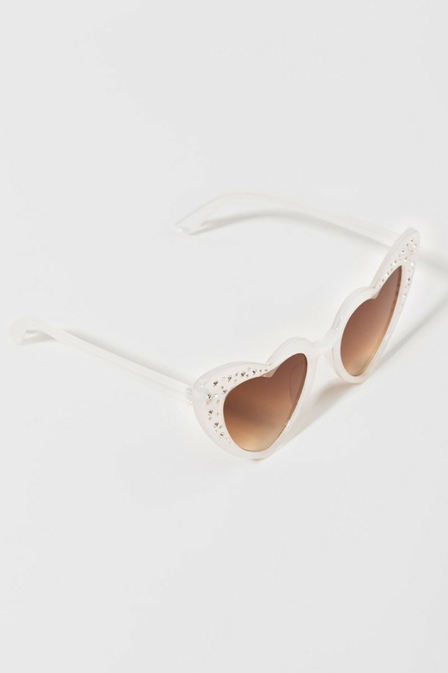 Francesca's Alexandra Asymmetrical Heart Sunglasses Clear Sunglasses