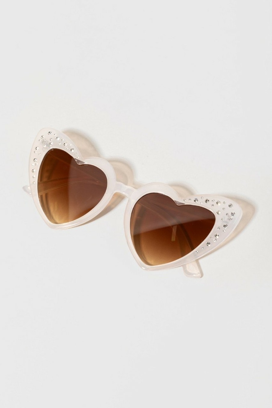 Francesca's Alexandra Asymmetrical Heart Sunglasses Clear Sunglasses