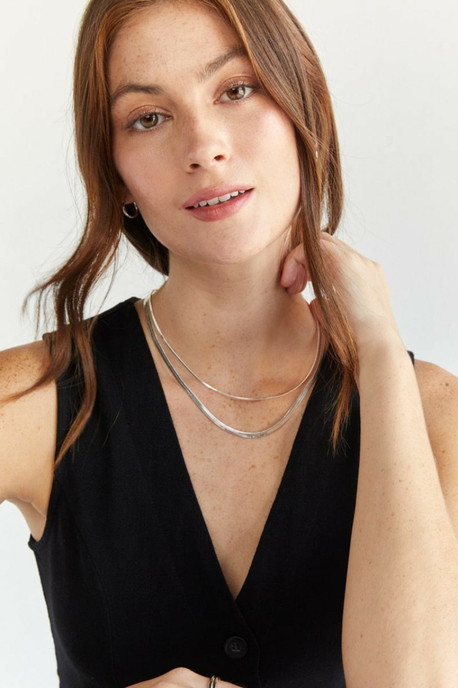 Francesca's Ava Layered Chain Snake Necklace Silver Necklaces