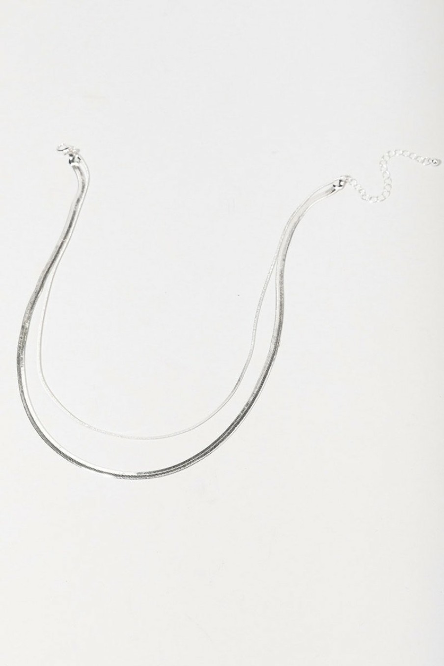 Francesca's Ava Layered Chain Snake Necklace Silver Necklaces