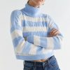 Francesca's Janae Striped Turtleneck Pullover Blue Tops