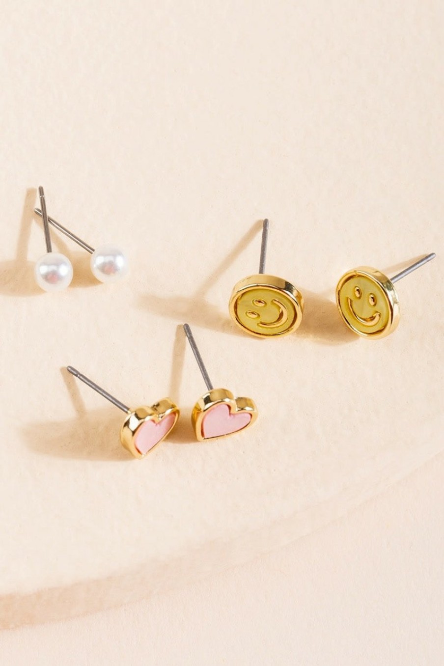 Francesca's Camilla Smiley Face Stud Earring Set Multi Earrings