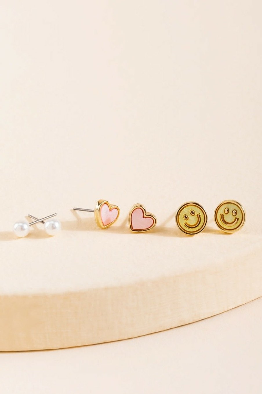 Francesca's Camilla Smiley Face Stud Earring Set Multi Earrings