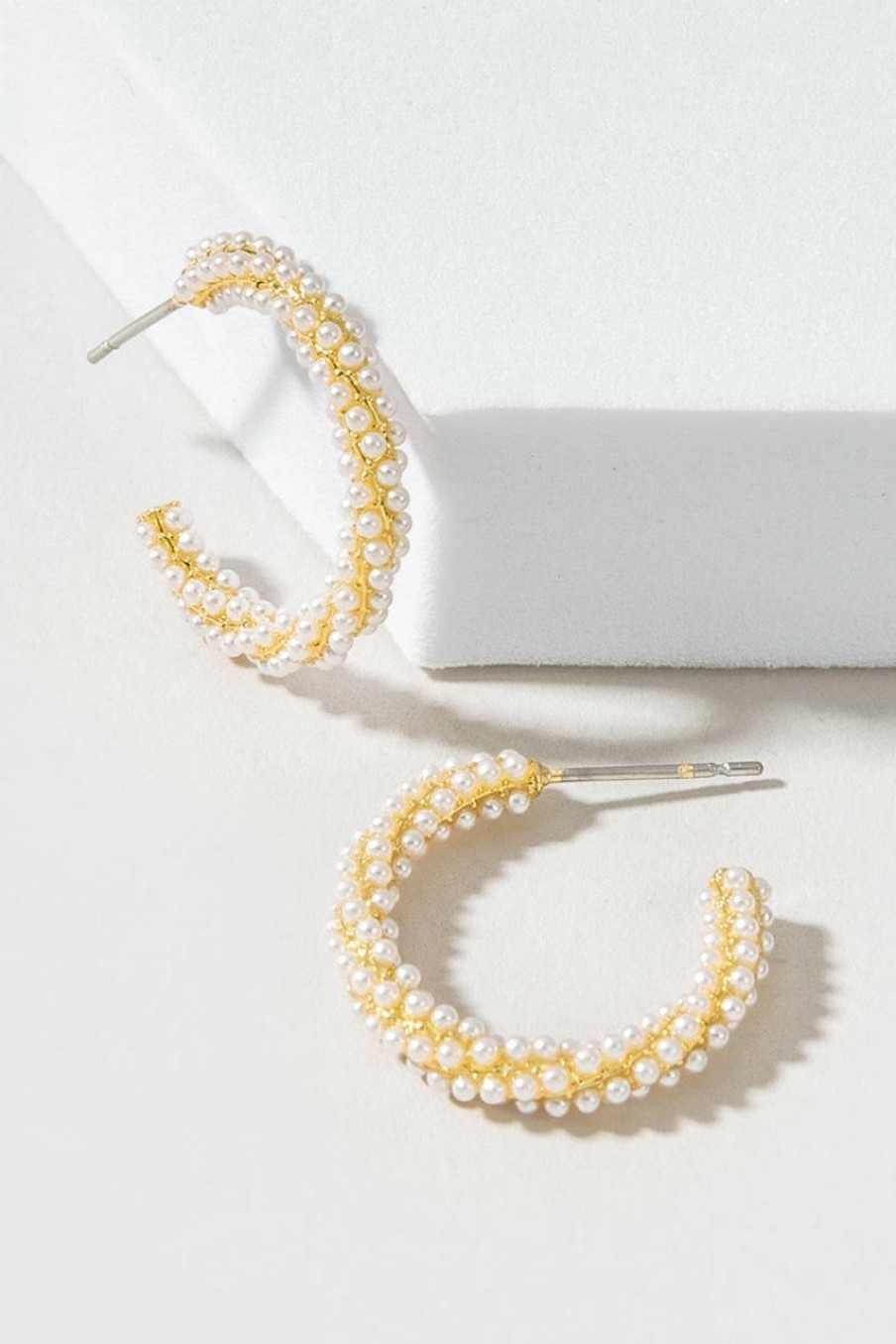 Francesca's Jasmine Twisted Hoops Pearl Earrings