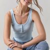 Francesca's Bessie Crewneck Henly Tank Top Tops