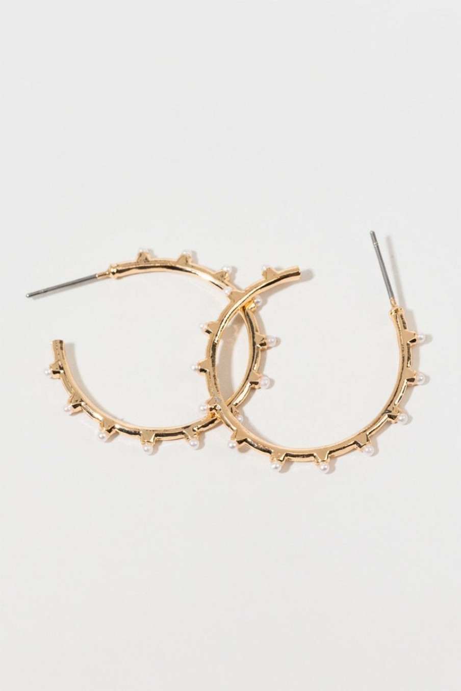 Francesca's Minnie Golden Hoops Pearl Earrings