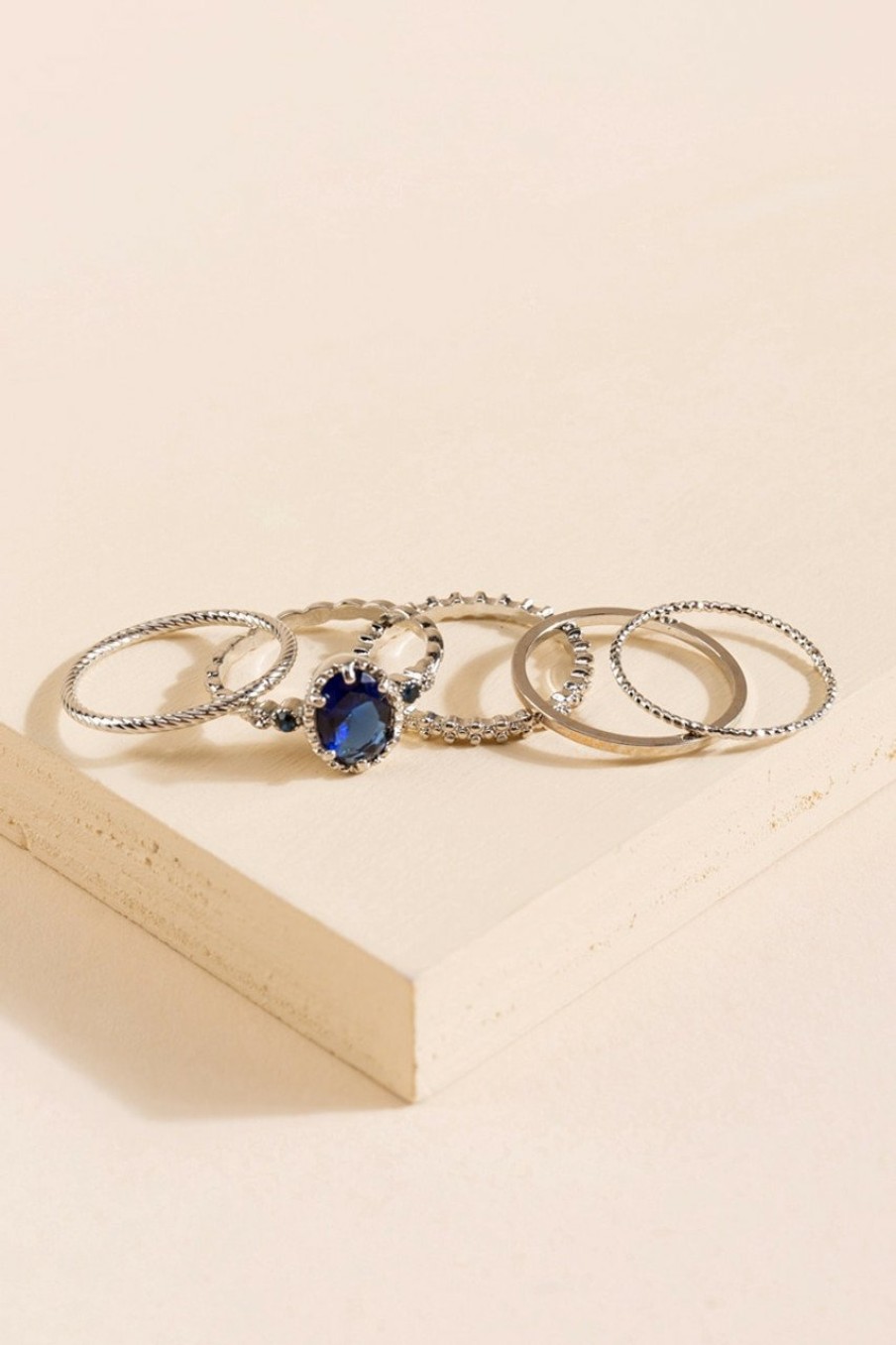 Francesca's Dana Sapphire Focal Ring Set Blue Rings