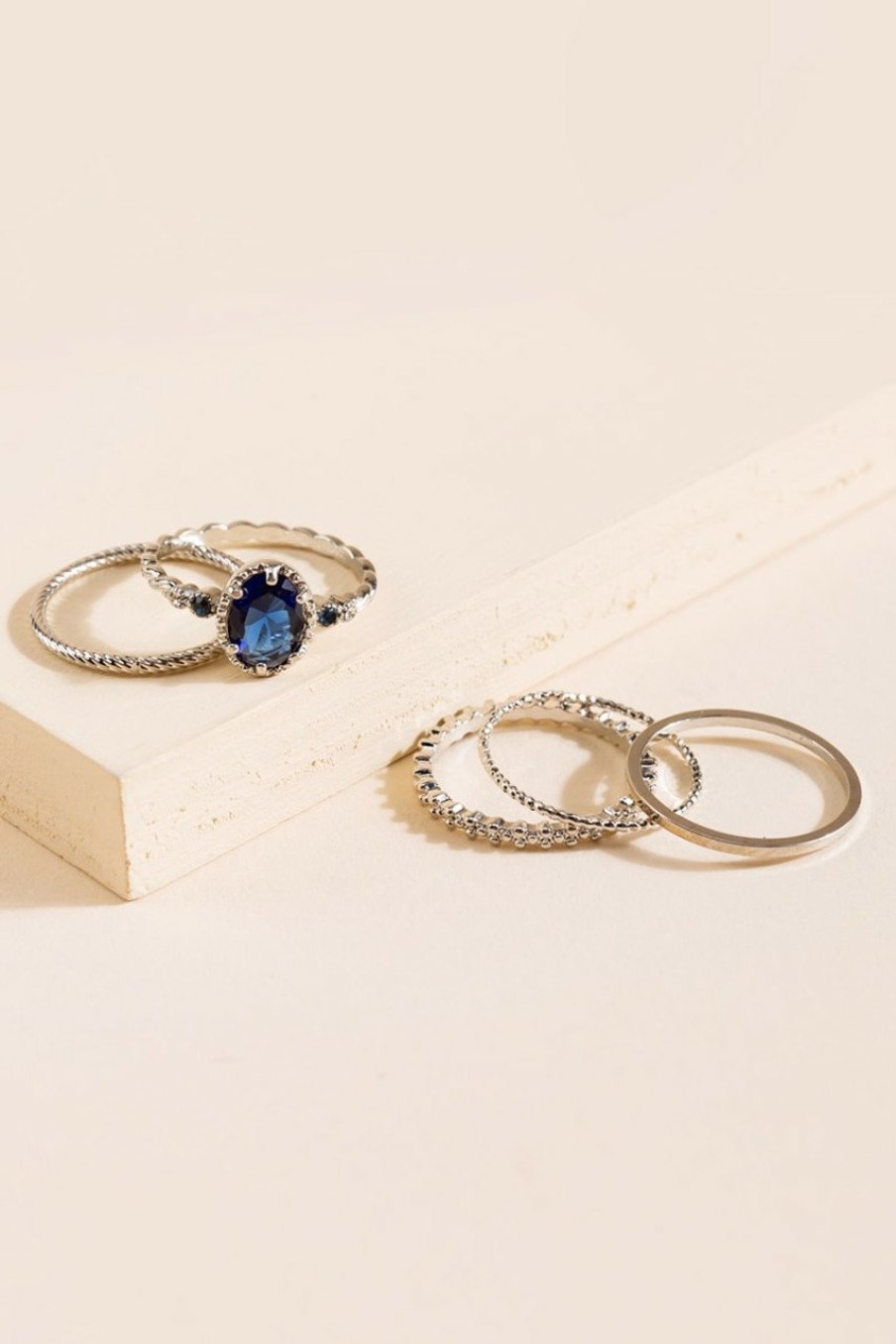 Francesca's Dana Sapphire Focal Ring Set Blue Rings