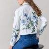 Francesca's Cassidy Embroidered Denim Jacket White Jackets