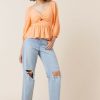 Francesca's Cassandra Peplum Blouse Orange Tops