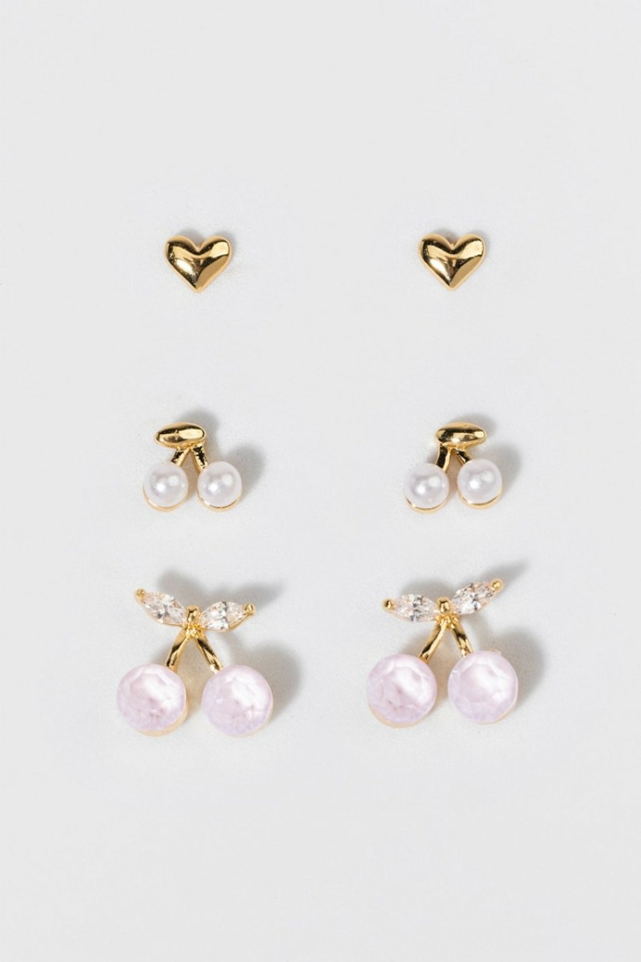 Francesca's Alani Cherries Earrings Set Pale Pink Earrings