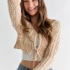 Francesca's Dana Keyhole Crochet Sweater Tops