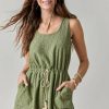 Francesca's Abegail Strappy Crochet Romper Sage Green Dresses