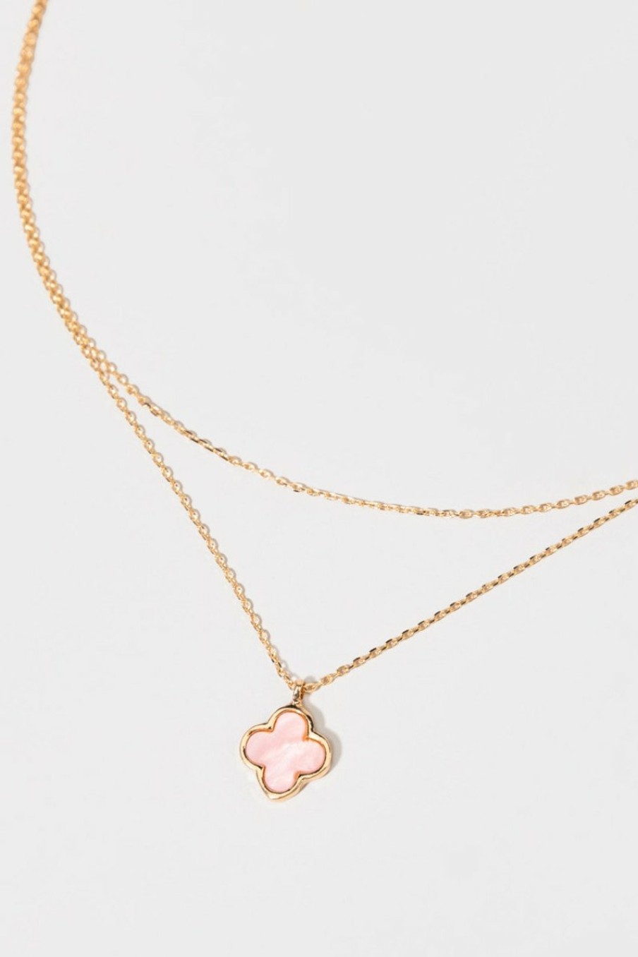 Francesca's Tacey Enamel Clover Necklace Pink Necklaces