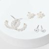 Francesca's Mira Flower Stud Hoop Earring Set Pearl Earrings