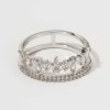 Francesca's River Fine Plated Double Row Cz Ring Silver Rings