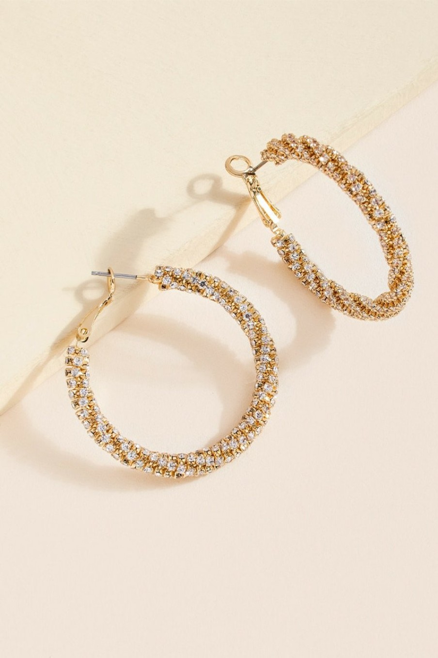 Francesca's Shannon Cupchain Twist Hoop Earrings Crystal Earrings