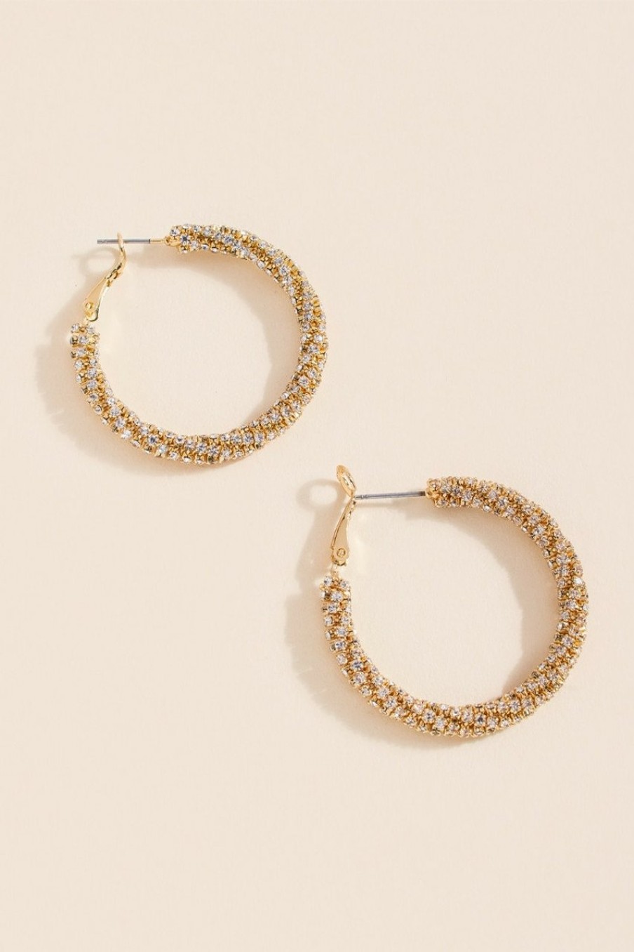 Francesca's Shannon Cupchain Twist Hoop Earrings Crystal Earrings