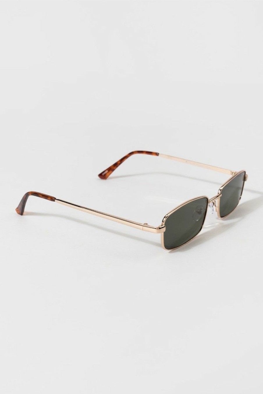 Francesca's Sasha Metal Rectangle Sunglasses Gold Sunglasses