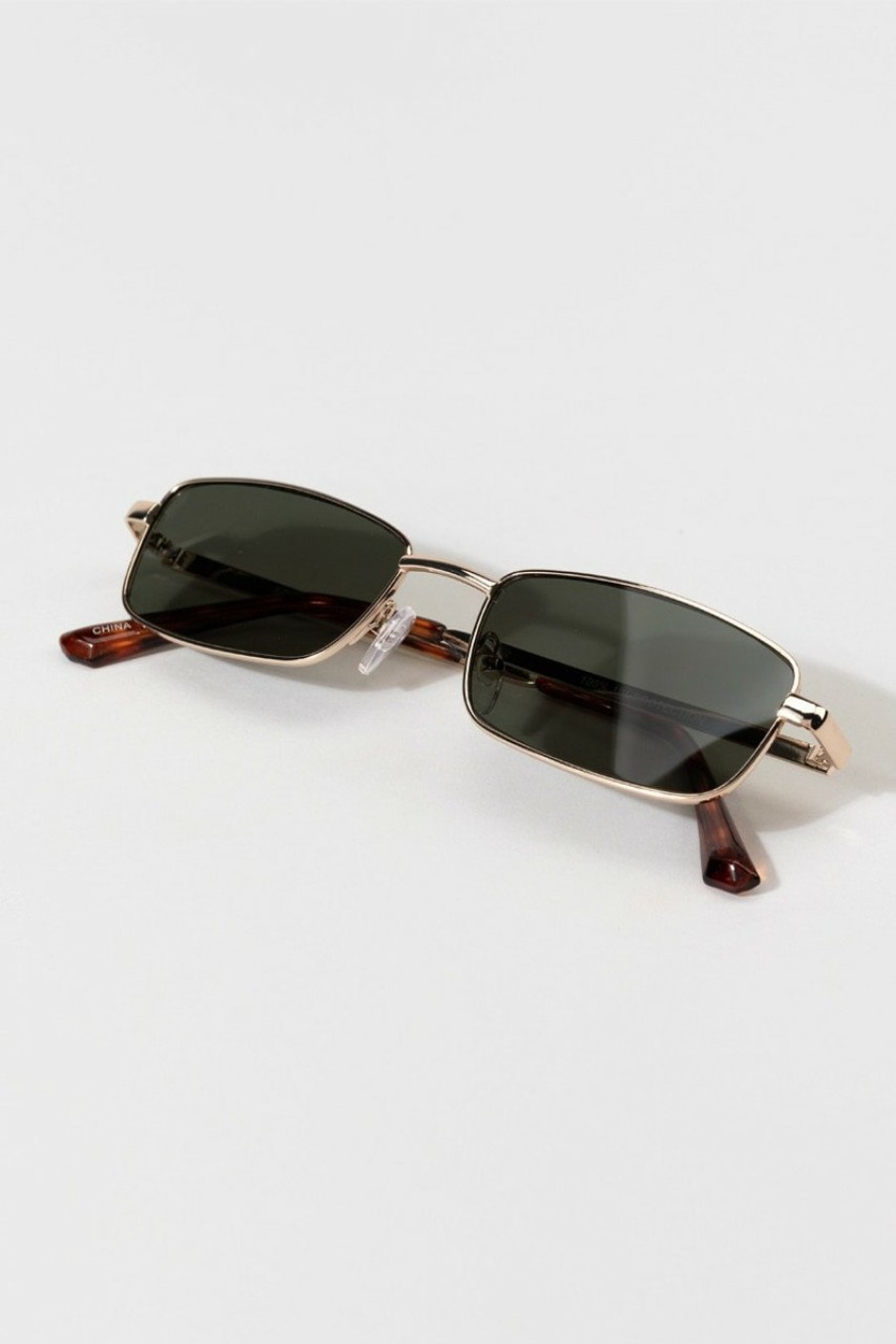 Francesca's Sasha Metal Rectangle Sunglasses Gold Sunglasses