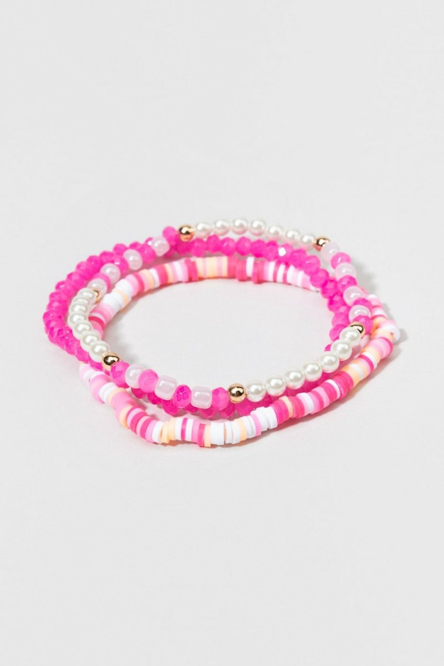 Francesca's Ellis Disk Bracelet Set Pink Bracelets