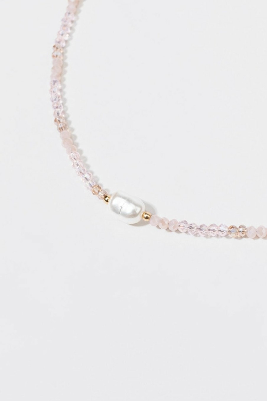 Francesca's Annabelle Pearl Choker Necklace Pale Pink Necklaces