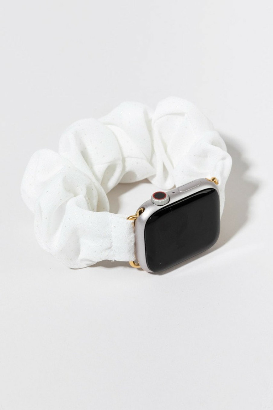 Francesca's Silvia Sparkly Scrunchie Watch Strap White Bracelets