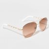 Francesca's Loraine Chanel Chain Aviator Glasses Gold Sunglasses